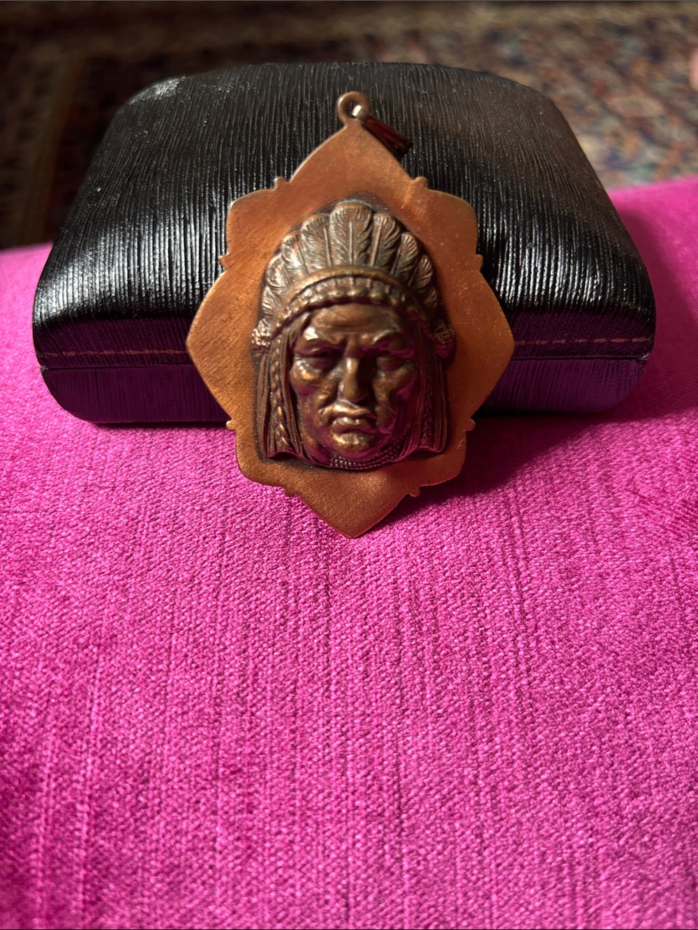 Mid-Century Copper Colored Native American Chief Pendant